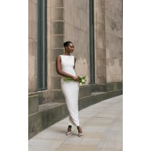 Robe longue deluxe blanche à dos rond, Blanc