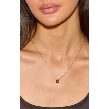 Collier résistant à l'eau doré à pendentif bulle initiale "C", Doré