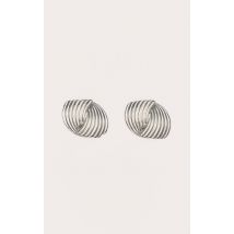 Boucles d'oreilles côtelées argentées nouées, Argenté