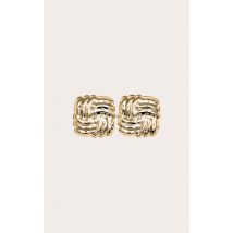 Boucles d'oreilles dorées matelassées à clou, Doré