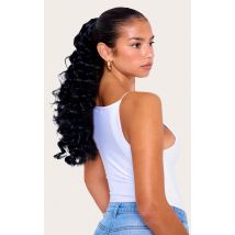 Lullabellz Midi Grande Curly Corkscrew 20" Wraparound Pony Natural Black, Natural Black