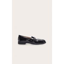 Black Patent Round Toe Loafer, Black