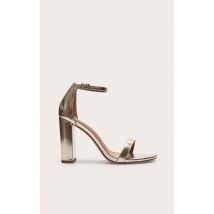 Sandales larges dorées à talons, Doré