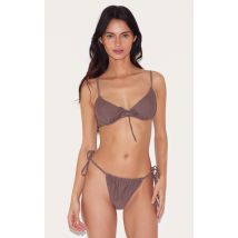 Haut de maillot de bain marron froncé à armatures, Marron