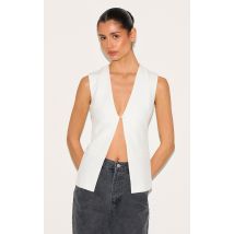 Tall Gilet long blanc sans manches, Blanc