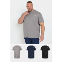 Firetrap Big & Tall 3 Pack Grey & Black Tshirts Size 5XL