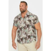 Size 3Xl Mens Blend Big & Tall Brown Pineapple Print Short Sleeve Shirt Big & Tall