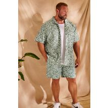 Size 5Xl Mens Espionage Big & Tall Olive Green Abstract Print Swim Shorts Big & Tall