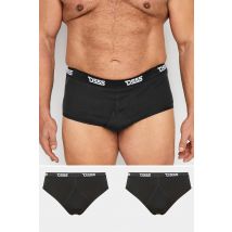 Size 5Xl Mens D555 2 Pack Big & Tall Black Branded Front Cotton Briefs Big & Tall