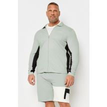 Studio A Men's Big & Tall Grey Contrast Sleeve Collared Zip Up Jacket Size 2XL | 100% Polyester