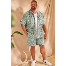 Size 4Xl Mens Espionage Big & Tall Olive Green Abstract Print Shirt Big & Tall