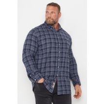 D555 Big & Tall Navy Blue Check Print Long Sleeve Shirt Size Big > 5XL