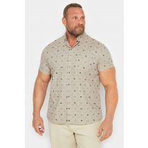 Size 3Xl Mens Blend Big & Tall Beige Burger Print Short Sleeve Shirt Big & Tall