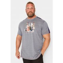 Size 5Xl Mens D555 Big & Tall Blue Electric Guitar Print Tshirt Big & Tall