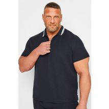 Size 4Xl Mens Studio A Big & Tall Navy Blue Textured Zip Polo Shirt Big & Tall