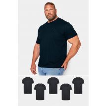 Size 5-6Xl Mens Badrhino Big & Tall 5 Pack Black Core Tshirts Big & Tall