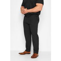 Inside Leg Size 30", Waist Size 60 Mens D555 Big & Tall Black Extendable Waist Straight Leg Trousers Big & Tall