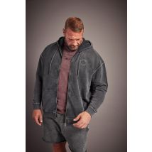 Size 1Xl Mens Gnp Big & Tall Grey Washed Zip Through Hoodie Big & Tall