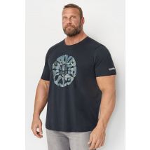 Size 4Xl Mens Lambretta Big & Tall Navy Blue 'Lambretta' Circle Print Slogan Tshirt Big & Tall
