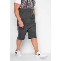 Size 4Xl Mens Kam Big & Tall Charcoal Grey Camo Panel Jogger Shorts Big & Tall