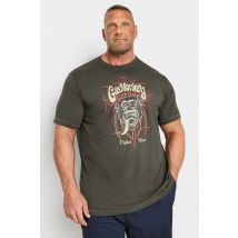 Size 5Xl Mens D555 Big & Tall Khaki Green Gas Monkey Graphic Tshirt Big & Tall