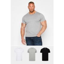 Size 2Xl Mens Lyle & Scott Big & Tall 3 Pack Black/Grey/White Core Tshirts Big & Tall