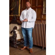 Badrhino Big & Tall Blue Washed Straight Leg Stretch Jeans Inside Leg Size 32", Waist Size 58