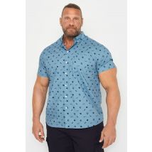 Size 4Xl Mens Blend Big & Tall Blue Burger Print Short Sleeve Shirt Big & Tall