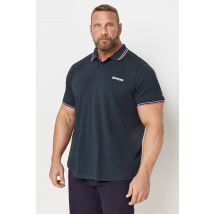 Size 4Xl Mens Lambretta Big & Tall Navy Blue Twin Tipped Polo Shirt Big & Tall