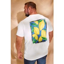 Size 7-8Xl Mens Badrhino Big & Tall White 'Limones' Lemon Graphic Tshirt Big & Tall