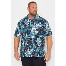 Size 2Xl Mens Espionage Big & Tall Blue Tropical Hawaiian Print Shirt Big & Tall