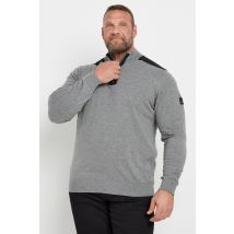 Luke 1977 Big & Tall Grey Quarter Zip Knit Jumper Size 6XL