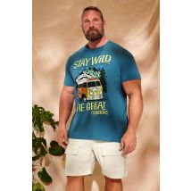 Size L Mens Badrhino Big & Tall Blue 'Stay Wild' Tshirt Big & Tall