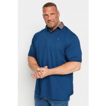 Size 5Xl Mens Kam Big & Tall Blue Jersey Floral Collar Polo Shirt Big & Tall