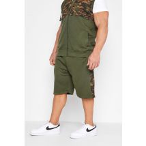 Size 4Xl Mens Kam Big & Tall Khaki Green Camo Panel Jogger Shorts Big & Tall