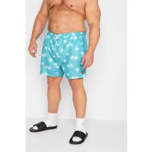 Size 4Xl Mens Penguin Munsingwear Big & Tall Blue Palm Tree Swim Shorts Big & Tall