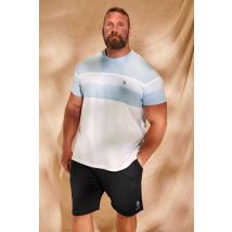 Size 5Xl Mens U.S. Polo Assn. Big & Tall Blue & White Colour Block Stripe Tshirt Big & Tall
