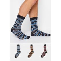Size 14 Mens D555 3 Pack Blue & Orange Stripe Socks Big & Tall