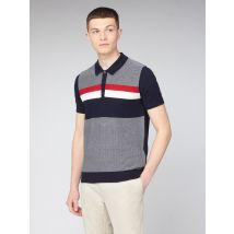 Red Navy Chest Stripe Textured Knit Polo XL Navy