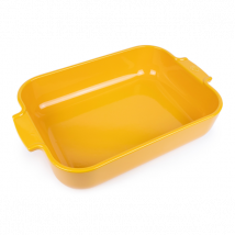 Plat à four céramique rectangle jaune safran série Appolia Peugeot - Couteaux du Chef - Couteaux du Chef