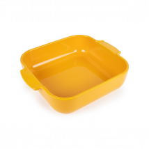Plat à four céramique carré jaune safran modèle Appolia Peugeot - Couteaux du Chef - Couteaux du Chef