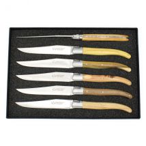 Coffret de 6 couteaux Laguiole Village Resto bois divers - Couteaux du Chef - Couteaux du Chef
