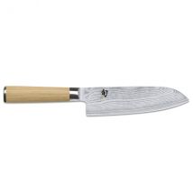 Couteau Kai Shun Classic White modèle santoku 18cm lame damassée - Couteaux du Chef - Couteaux du Chef