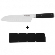 Couteau santoku alvéolé acier japonais Kitchen Aid Gourmet - Couteaux du Chef - Couteaux du Chef