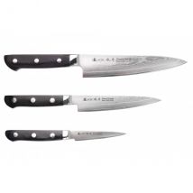 Coffret de couteaux japonais Satake Cutlery damas chef + universel + office - Couteaux du Chef - Couteaux du Chef