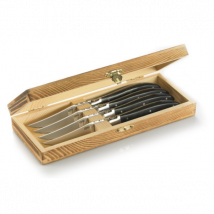 Set 4 couteaux à steak Gefu Basco + boîte en pin - Couteaux du Chef - Couteaux du Chef