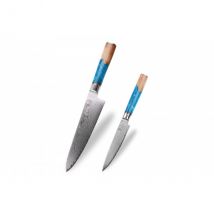 Set 2 couteaux Kutoyama Damas Azur chef + universel - Couteaux du Chef - Couteaux du Chef