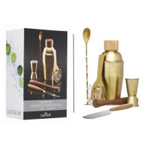 Set à cocktails en inox doré Barcraft 6 pièces + livret de recettes - Couteaux du Chef - Couteaux du Chef