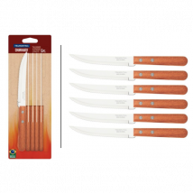 Set 6 couteaux à steak Tramontina Dynamic 11cm inox/bois - Couteaux du Chef - Couteaux du Chef