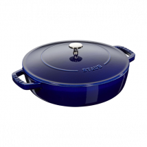Sauteuse en fonte bleu intense modèle Chistera Staub - Couteaux du Chef - Couteaux du Chef